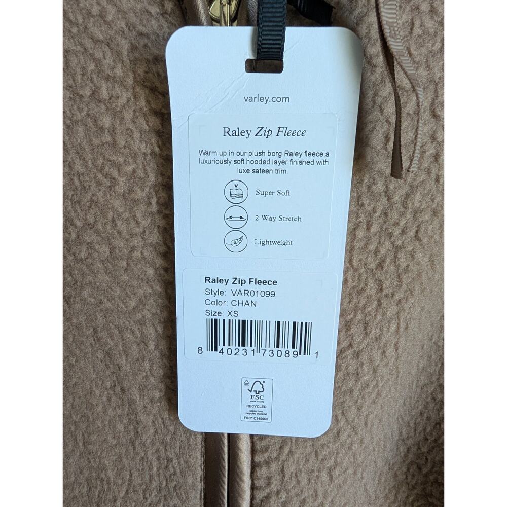 NWT Varley Raley Fleece Jacket Womens XS Brown Lightweight Full Zip VAR01099 - Picture 3 of 6